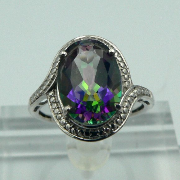 Sz 10 Genuine Northern Lights Mystic Topaz Ring NWOT - Picture 1 of 5